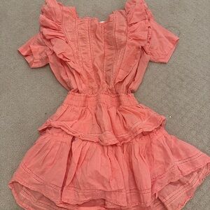 LoveShackFancy Coral Ruffle Dress